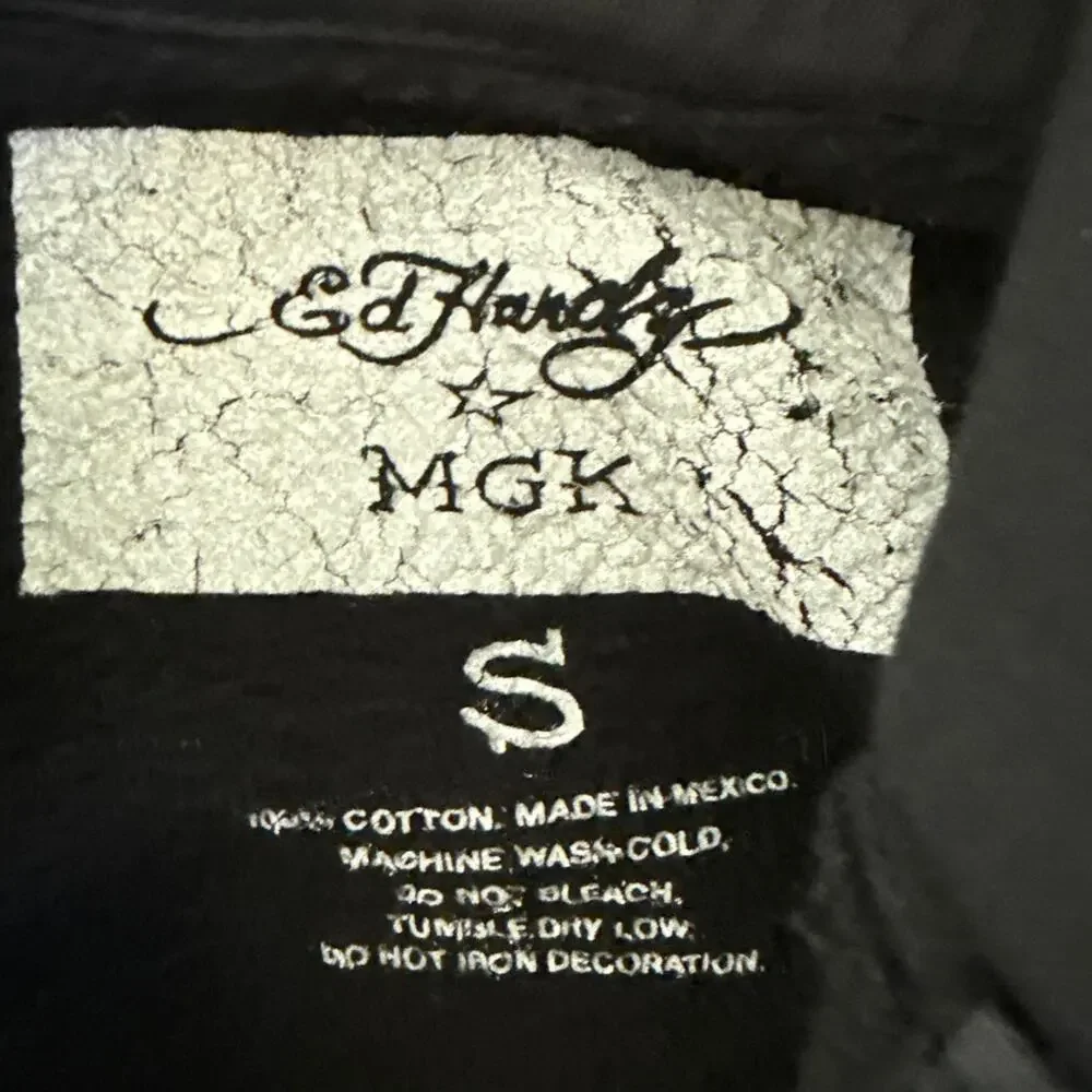 Ed Hardy x MGK Flames Rhinestone Hoodie and Sweatpants Size S in Black